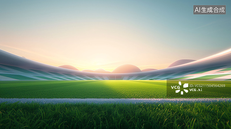 【AI数字艺术】足球场体育场运动比赛草坪草地3D插画背景图片素材