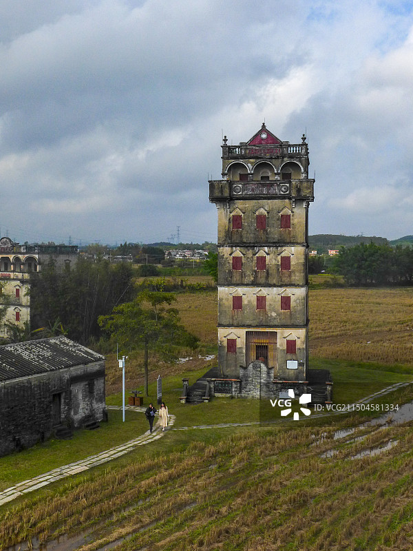 世界遗产江门开平碉楼正面平视图片素材