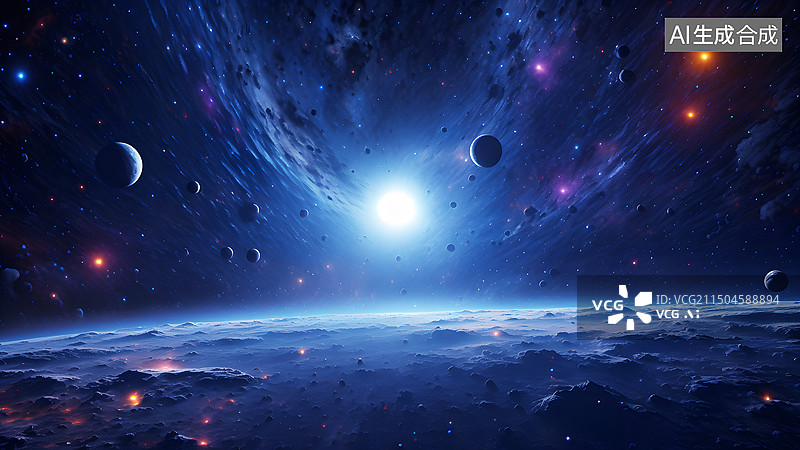 【AI数字艺术】宇宙星辰画面，世界航天日场景插图图片素材