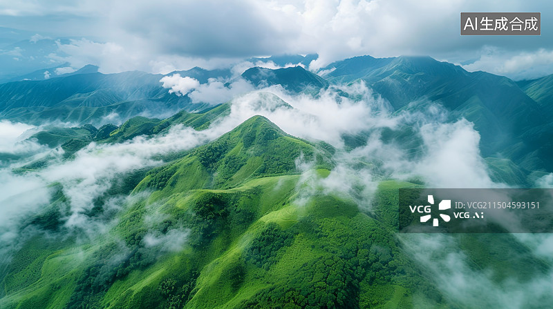 【AI数字艺术】航拍森林图片素材