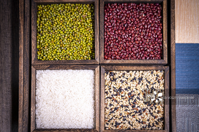 中国传统五谷杂粮粗粮绿豆红豆大米糙米图片素材