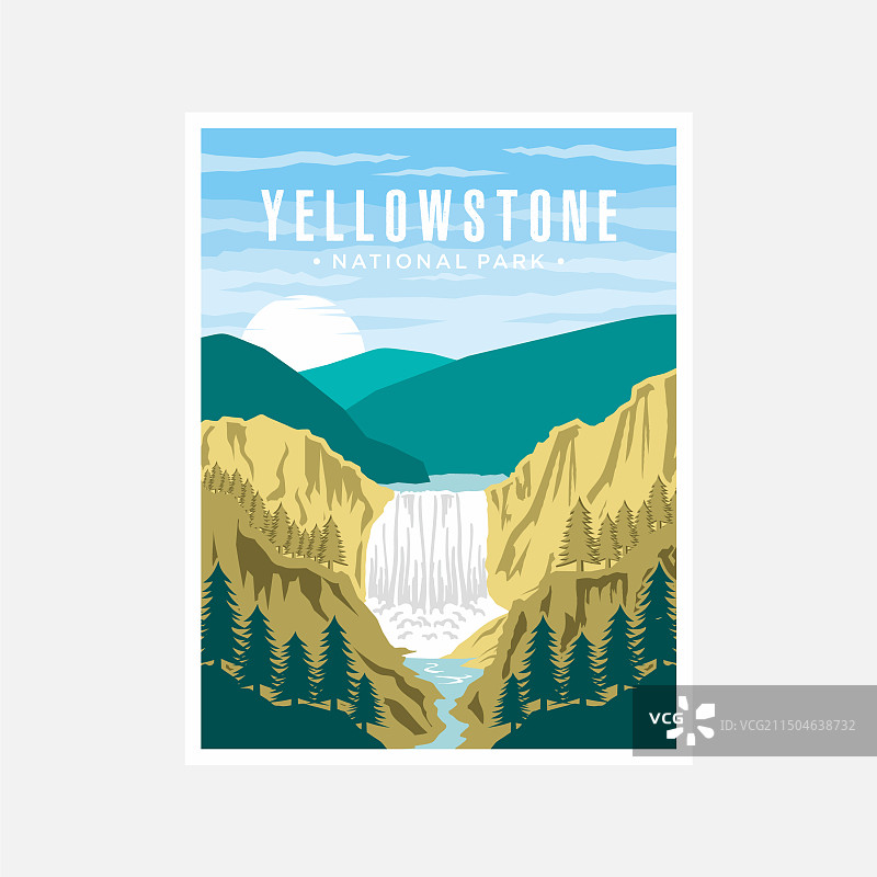 黄石瀑布国家公园海报图片素材