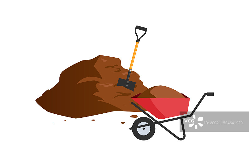 卡通泥土堆和铲子图片素材