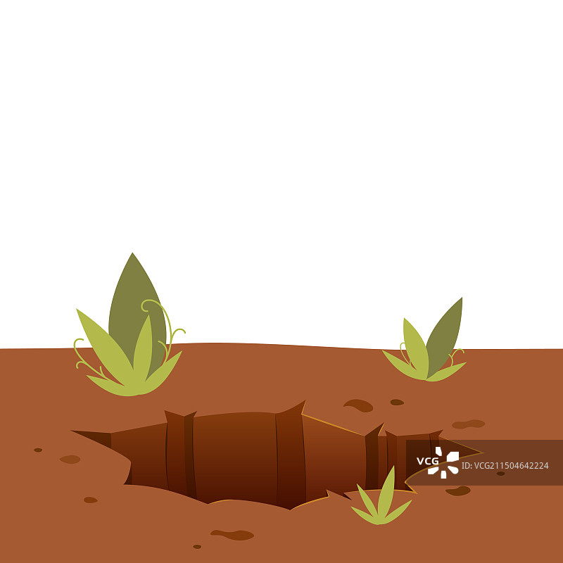 卡通风格的地面坑概念图片素材