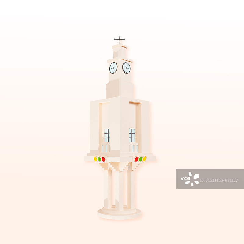3D立体泉州钟楼泉州标志性建筑写实插画图片素材