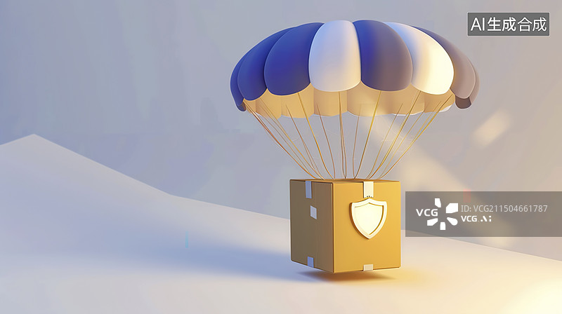 【AI数字艺术】降落伞下的快递图片素材