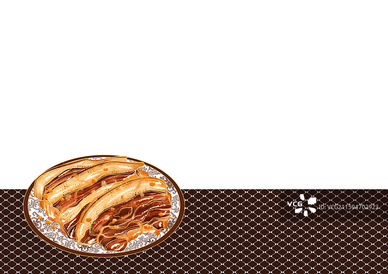 山东省特色美食小吃插画把子肉图片素材