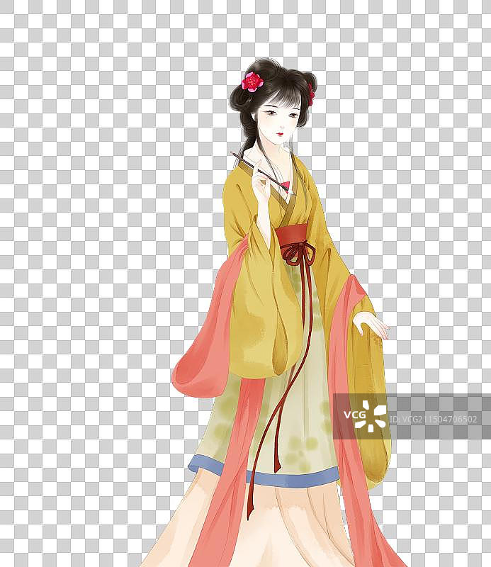 画画的古风少女元素图片素材