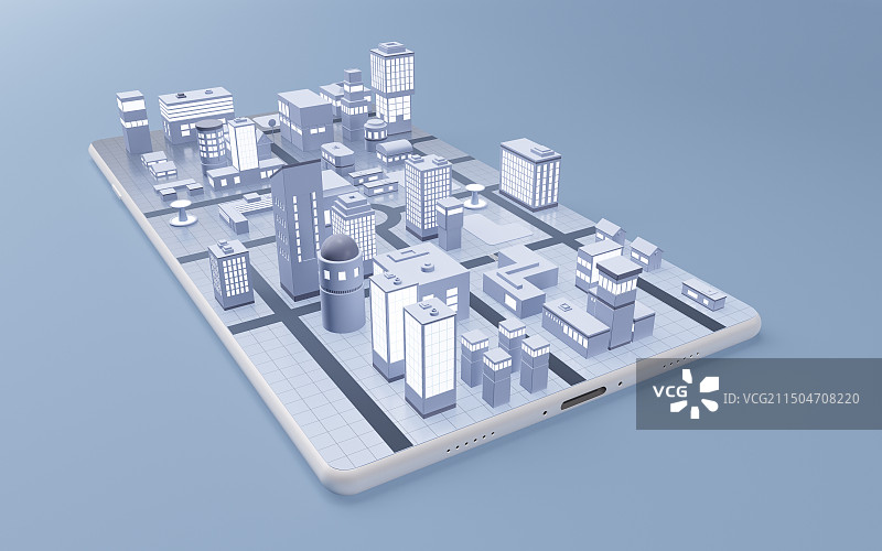 手机上的城市三维渲染图片素材