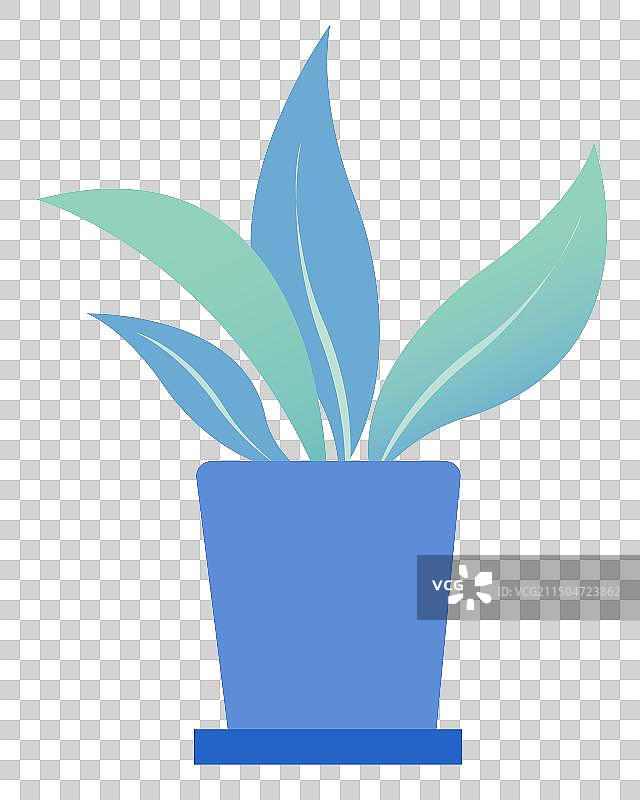 蓝色的盆栽植物矢量插画元素图片素材