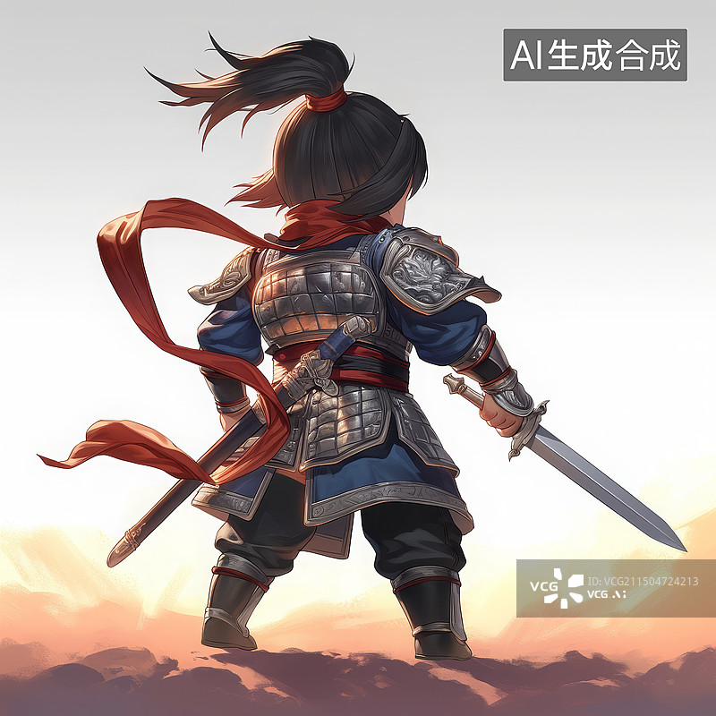 【AI数字艺术】一个手执宝剑的中国古代将军图片素材