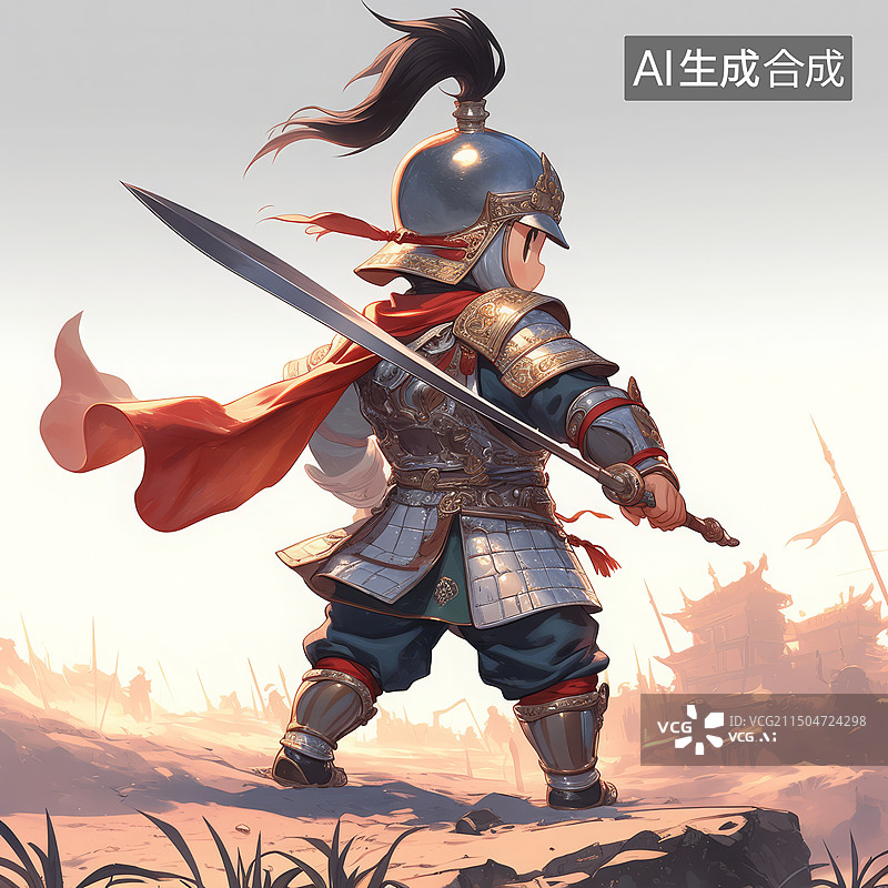 【AI数字艺术】一个手执宝剑的中国古代将军图片素材