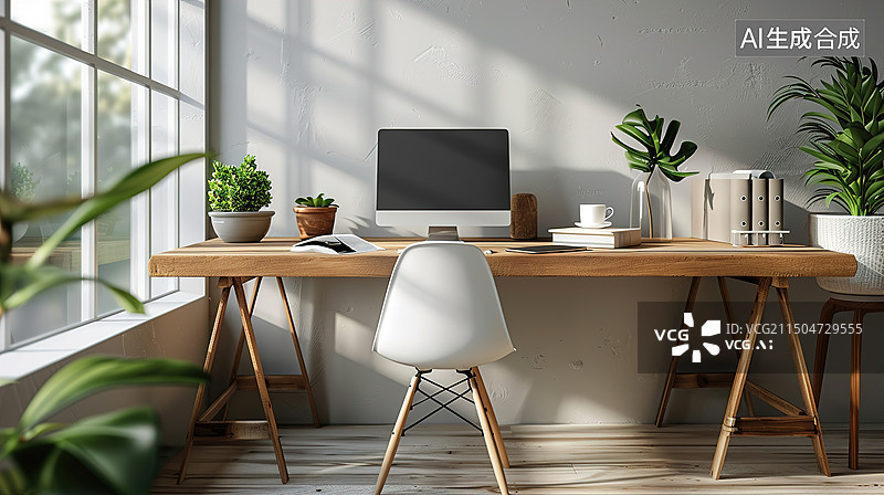 【AI数字艺术】简约时尚办公室办公桌图片素材
