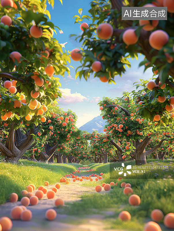 【AI数字艺术】3D卡通桃园图片素材