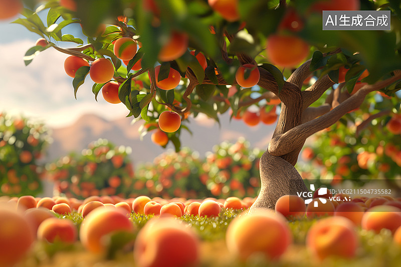 【AI数字艺术】3D卡通桃园图片素材