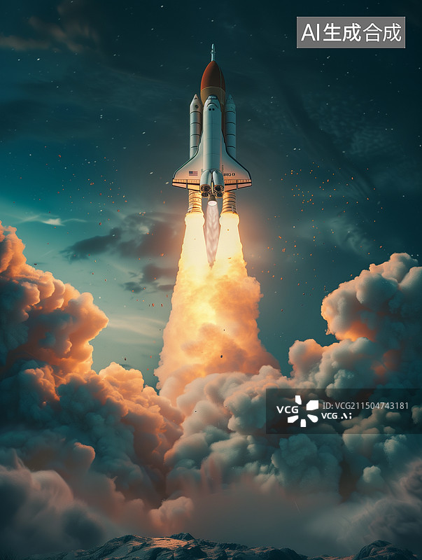 【AI数字艺术】火箭升空图片素材