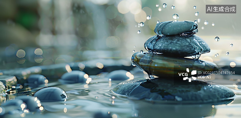 【AI数字艺术】水中的石头图片素材