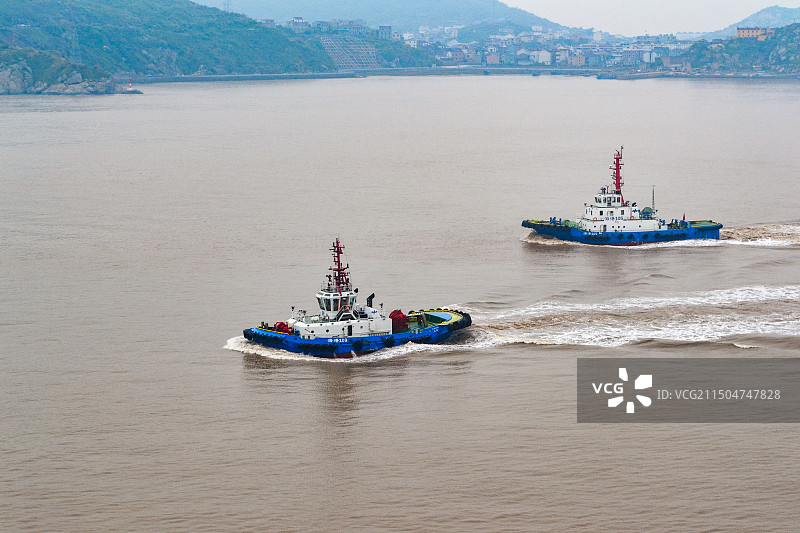 海上船舶的高角度视图图片素材