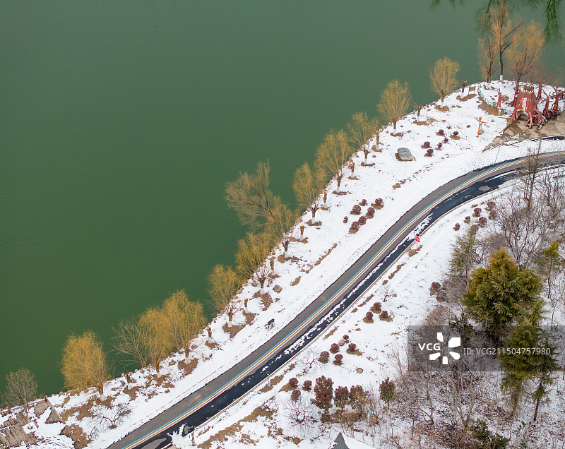 河南濮阳濮上园雪景图片素材