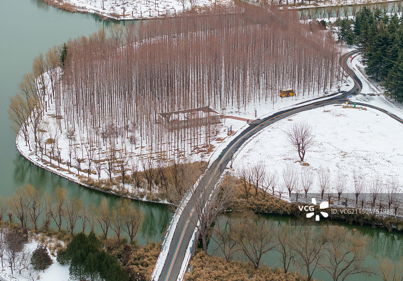 河南濮阳濮上园雪景图片素材