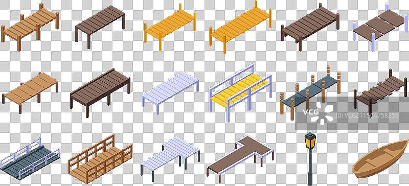 木制码头图标2.5D海水图片素材