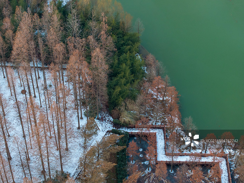 郑州黄河迎宾馆雪景航拍图片素材