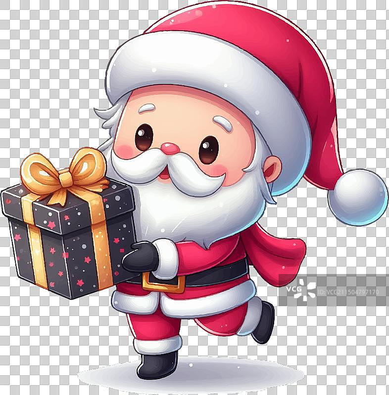 拿着礼品盒的可爱圣诞老人文件图片素材