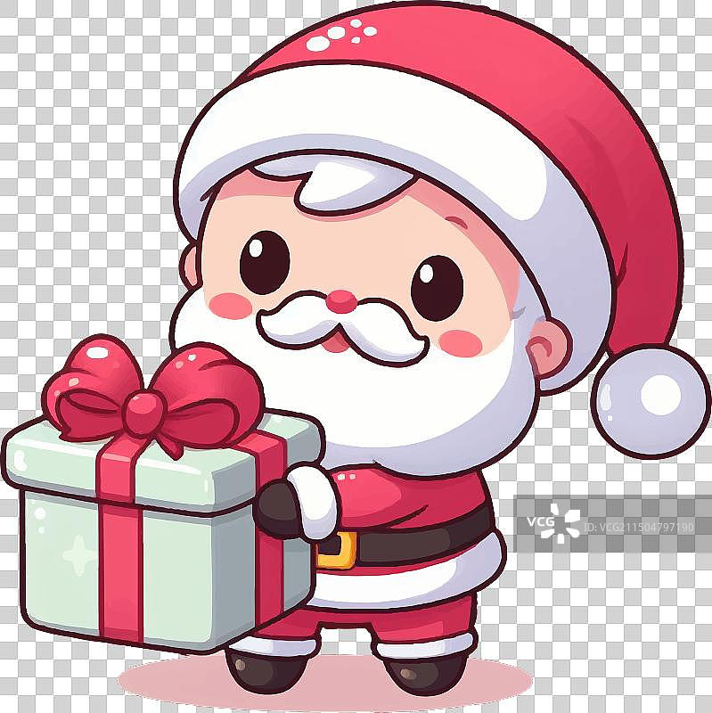 拿着礼品盒的可爱圣诞老人文件图片素材