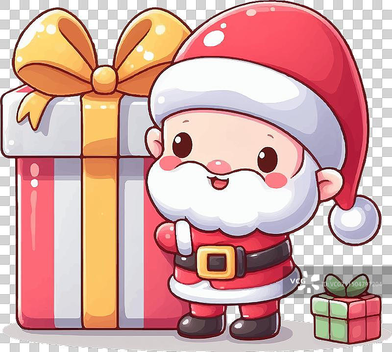 拿着礼品盒的可爱圣诞老人文件图片素材