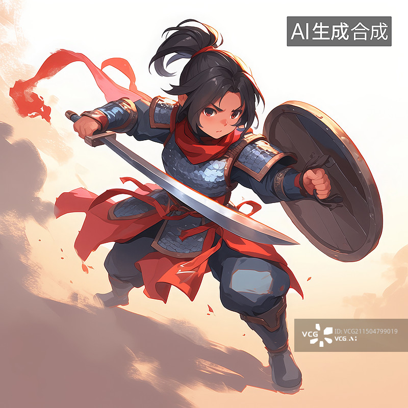 【AI数字艺术】一个手执宝剑的中国古代将军图片素材