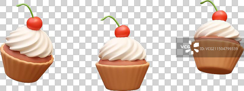 奶油樱桃纸杯蛋糕图片素材