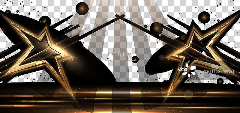 黑色背景上的金色星星光图片素材