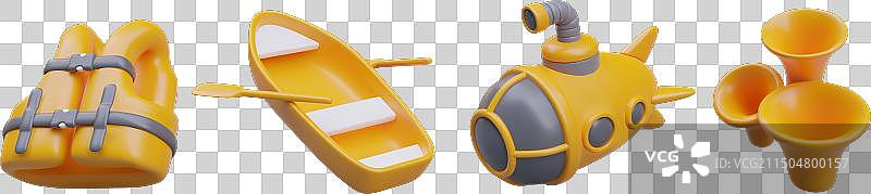 逼真救生衣船与桨图片素材