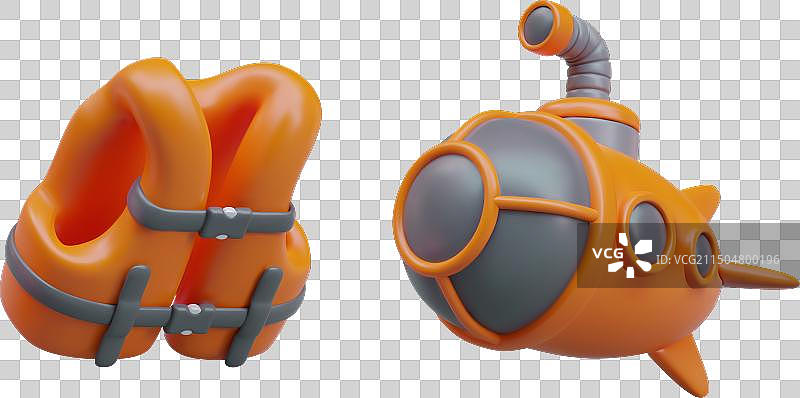 橙色充气背心和带凸起的深海潜水器图片素材