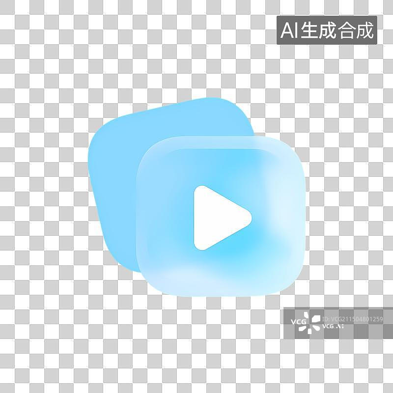 【AI数字艺术】毛玻璃质感视频播放器图标图片素材