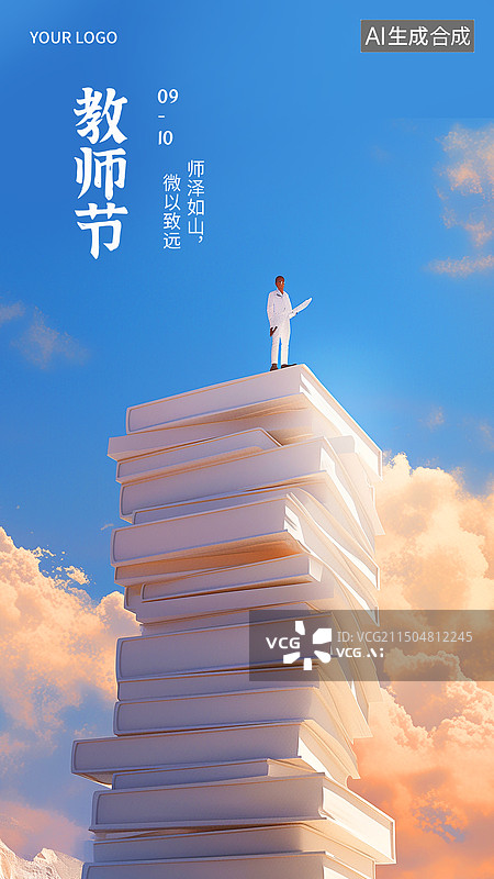 【AI数字艺术】教师节插画海报图片素材