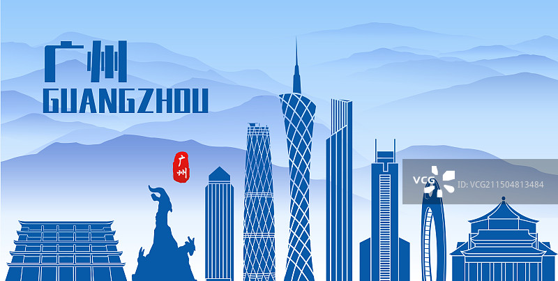 中国城市建筑剪影红色喜庆设计模板背景图片素材