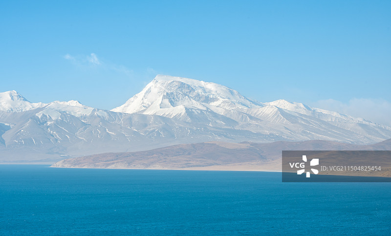玛旁雍措和纳木那尼峰图片素材