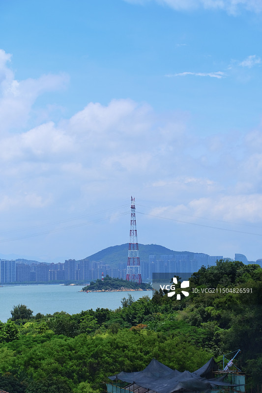 厦门鼓浪屿的蓝天白云和晚霞图片素材