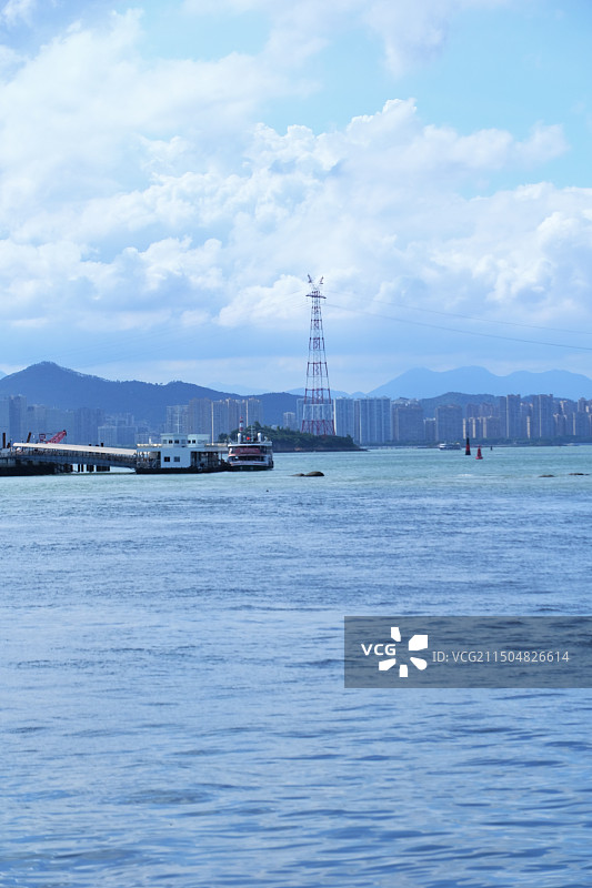 厦门鼓浪屿的蓝天白云和晚霞图片素材