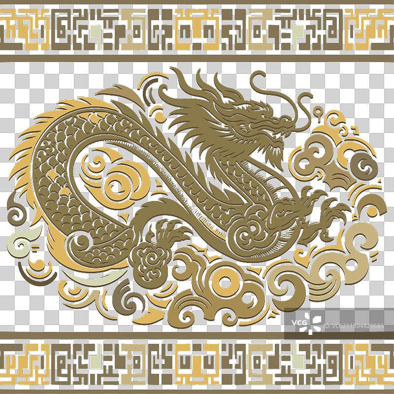 奢华中国风金色祥龙纹样图片素材