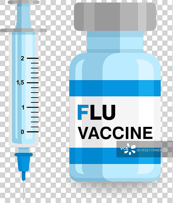 流感疫苗瓶和小注射器图片素材