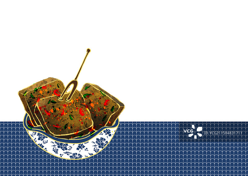 湖南省特色美食小吃插画臭豆腐图片素材