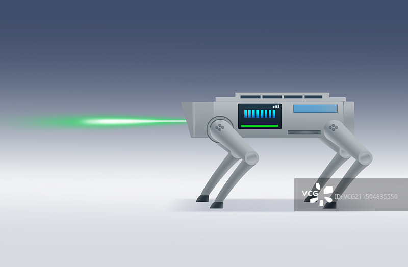 现代科技机械化发展轻工人工智能AI机器狗机械狗无人操控信息化激光资讯插画图片素材