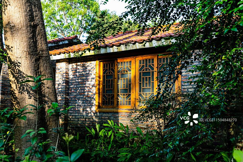 广州从化大丘园农庄内的砖瓦小屋图片素材