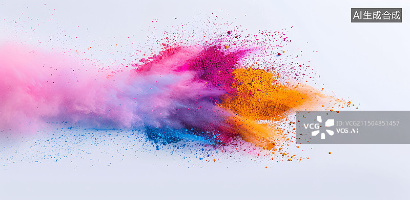 【AI数字艺术】抽象彩色粉尘爆炸粉末飞溅纹理颗粒设计背景图片素材