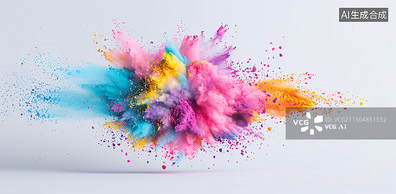 【AI数字艺术】抽象彩色粉尘爆炸粉末飞溅纹理颗粒设计背景图片素材