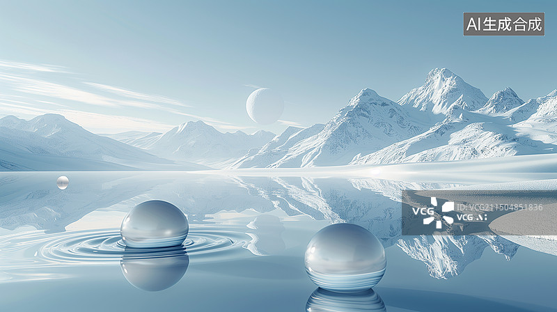 【AI数字艺术】水珠水滴水球超现实抽象艺术插画图片素材