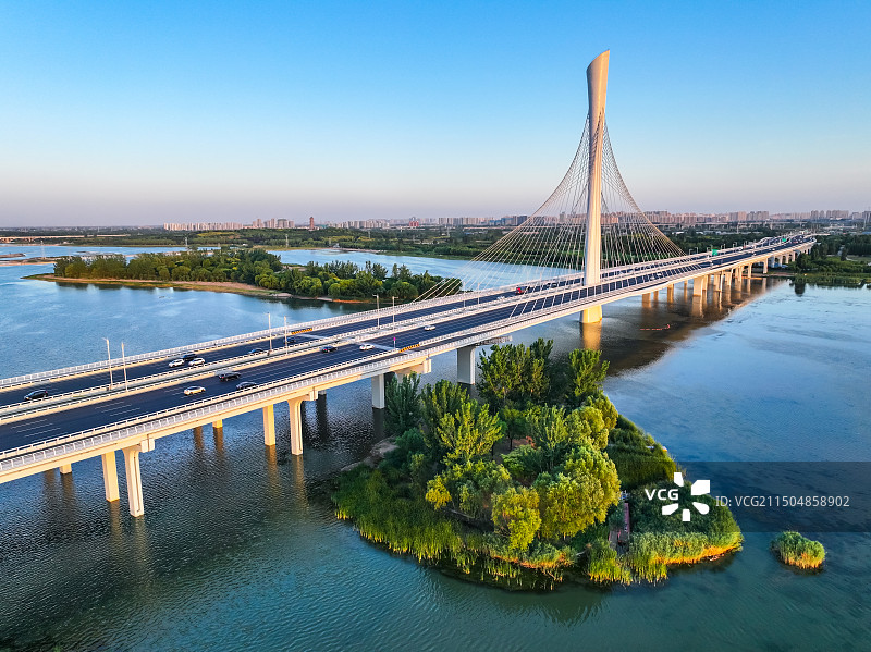 航拍滹沱河上的复兴大桥图片素材