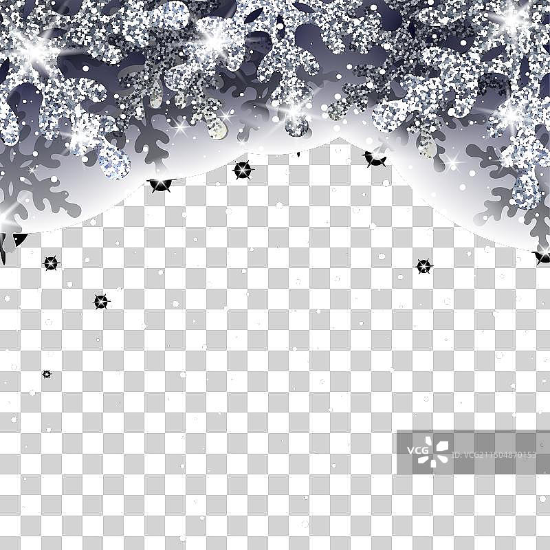 银色雪花飘落样机图片素材